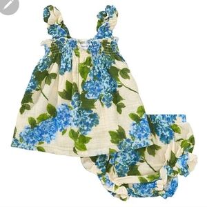 Angel Dear Floral Blue and Green Kids Dress Set